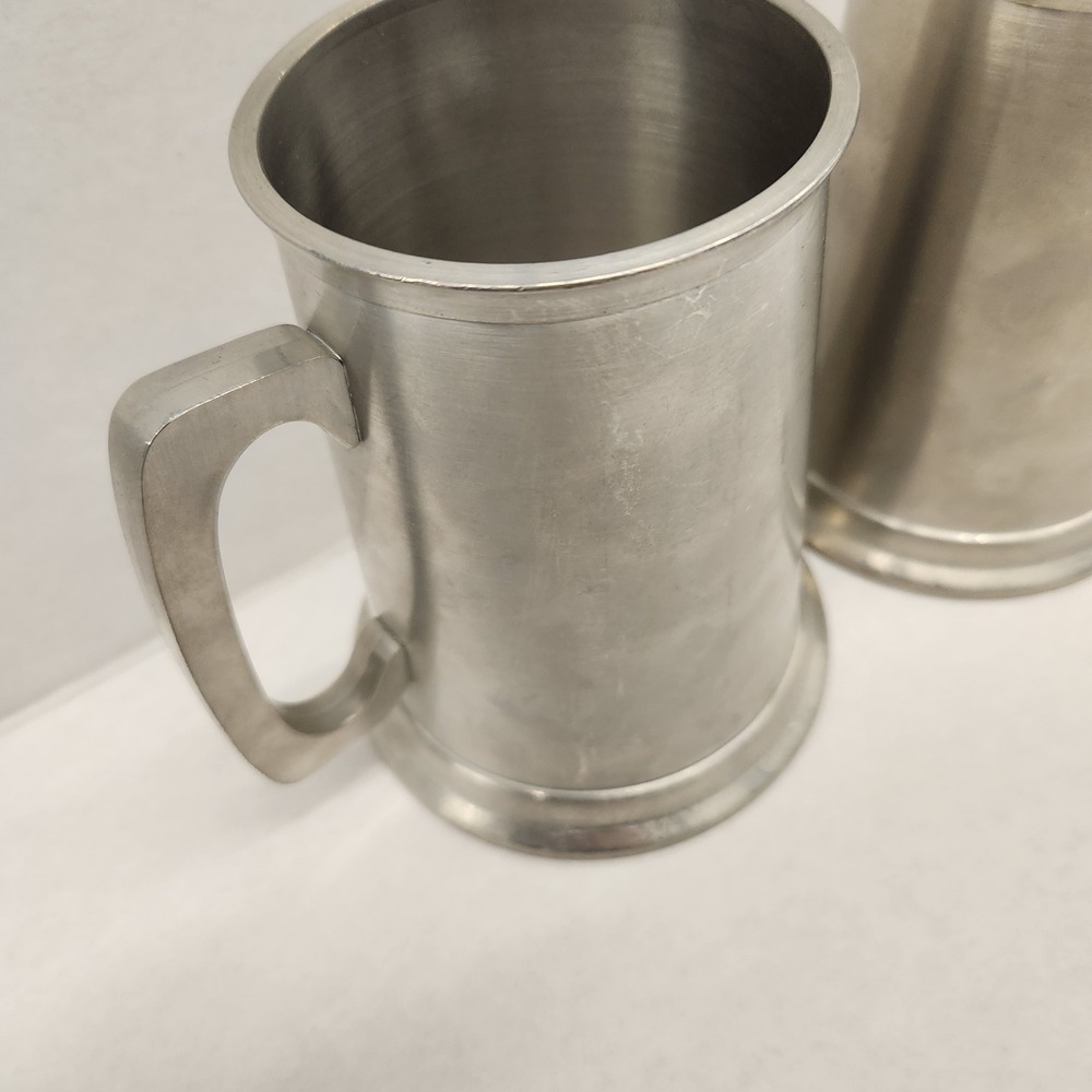 Set of 2 Selmark Pewter Tankards Barware Mugs Vintage Drinkware "glass" bottom - Picture 2 of 10